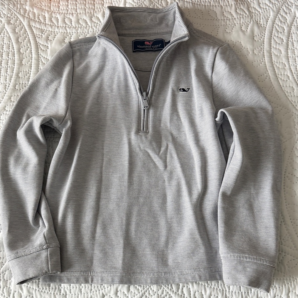 Vineyard Vines Kids Light Gray Zip-Up Shirt
